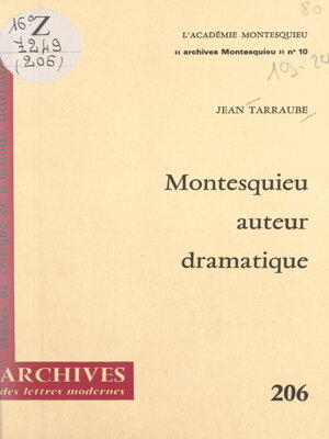cover image of Montesquieu auteur dramatique